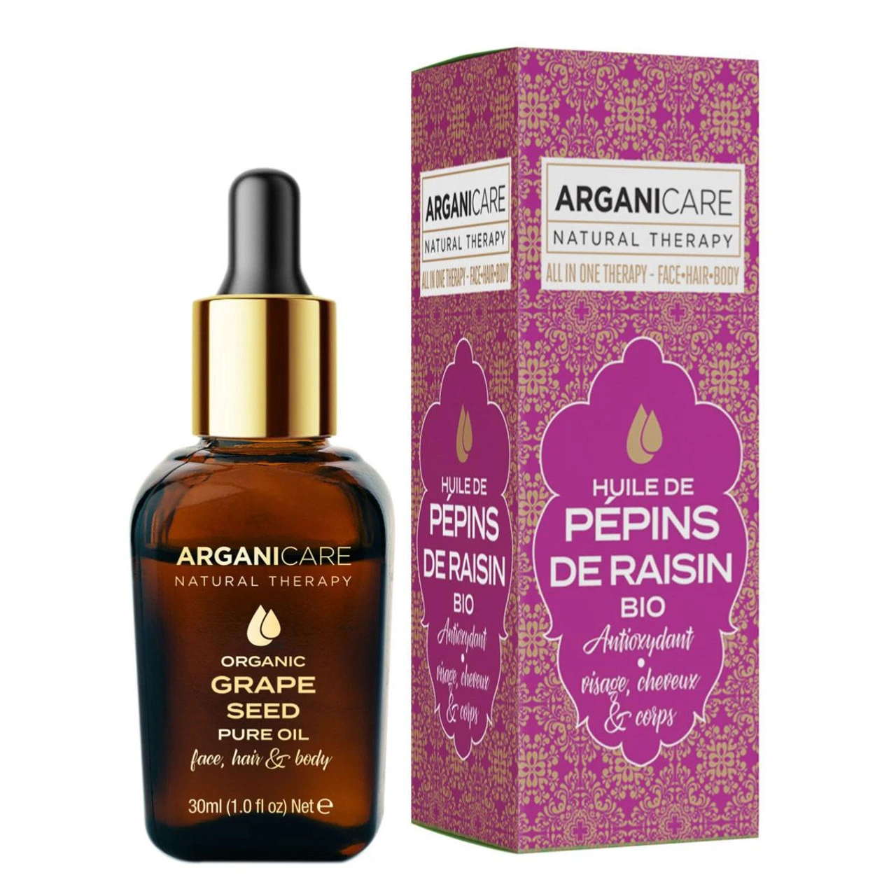 Huile Pépins De Raisin Bio Arganicare 30ml 1 Huile Pépins De Raisin Bio Arganicare 30ml